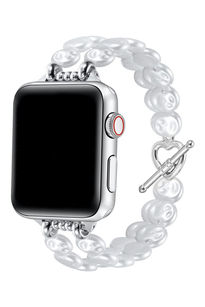 Eloise Imitation Pearl Apple Watch® Bracelet Watchband, Alternate, color, WHITE