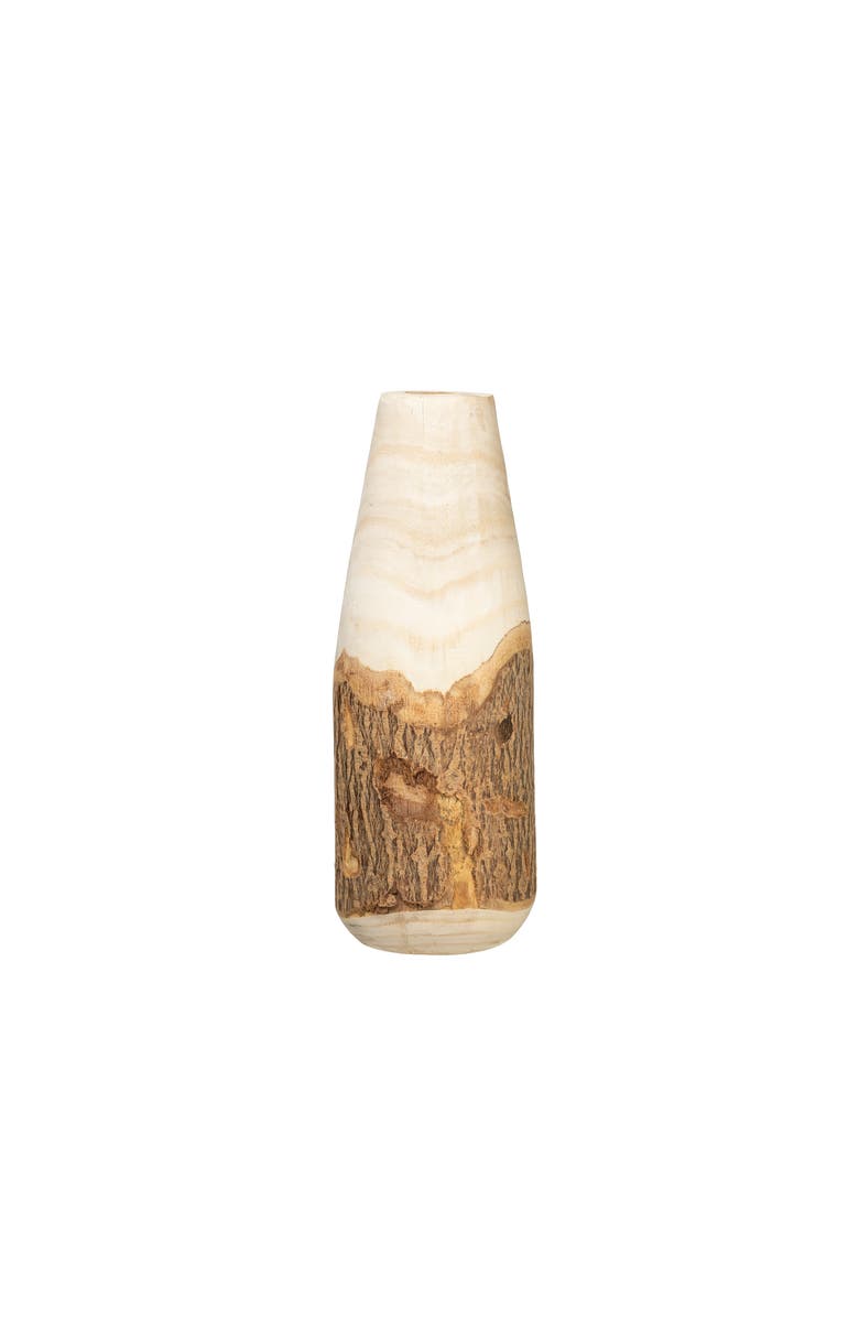 Storied Home Carved Paulownia Wood Vase with Live Edge, Main, color, Natural