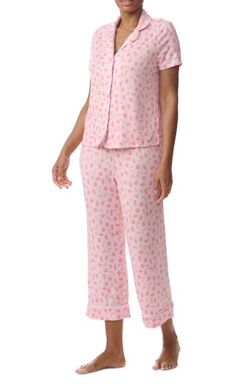 Splendid Notch Collar Crop Pajamas In Pop Berry