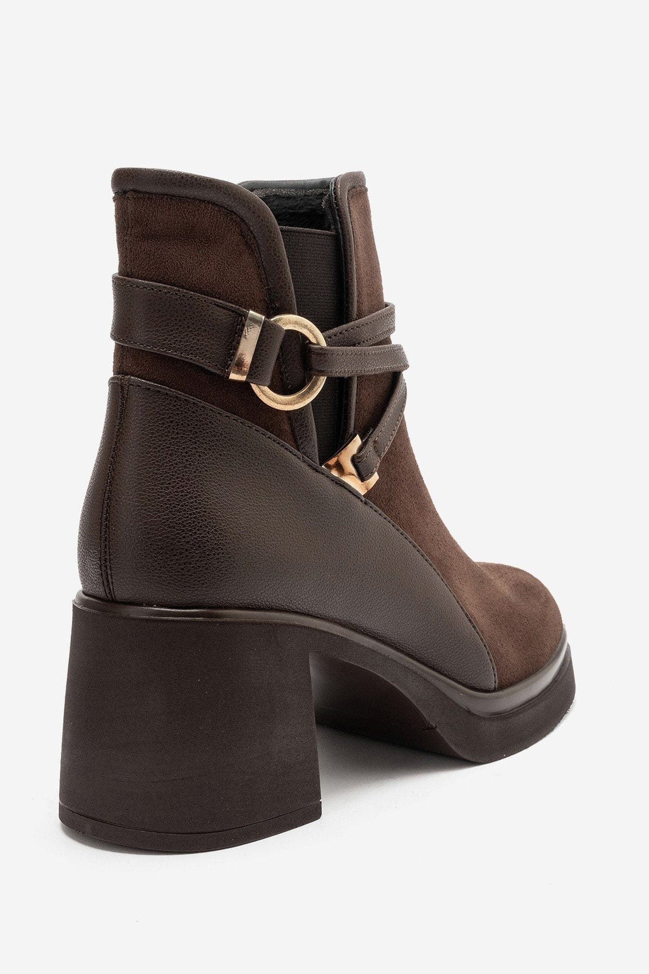 Venice Belted Block Heel Boot, Alternate, color, Brown Suede