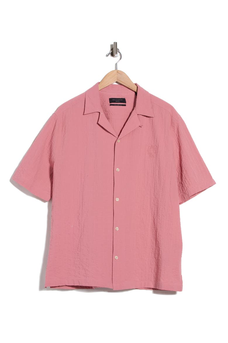 Brenne Stretch Organic Cotton Camp Shirt, Alternate, color, AMARA PINK