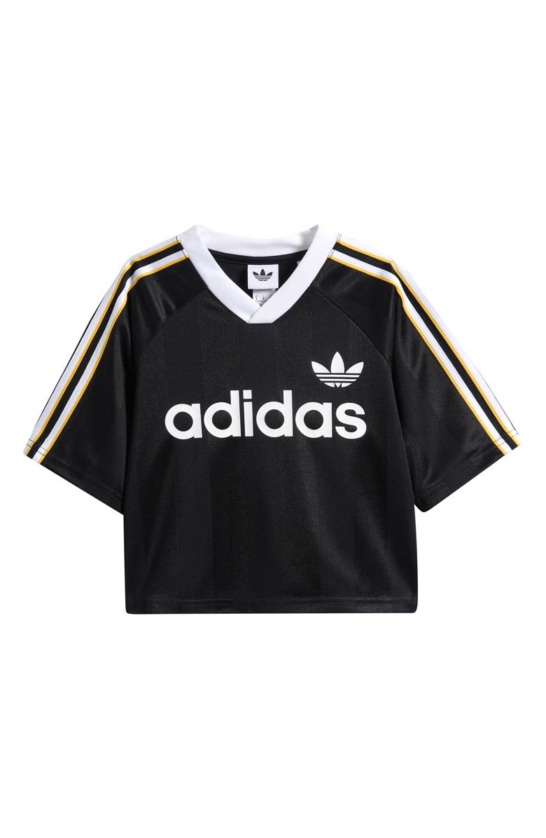 adidas Kids' Archive Recycled Polyester Crop Jersey, Main, color, Black