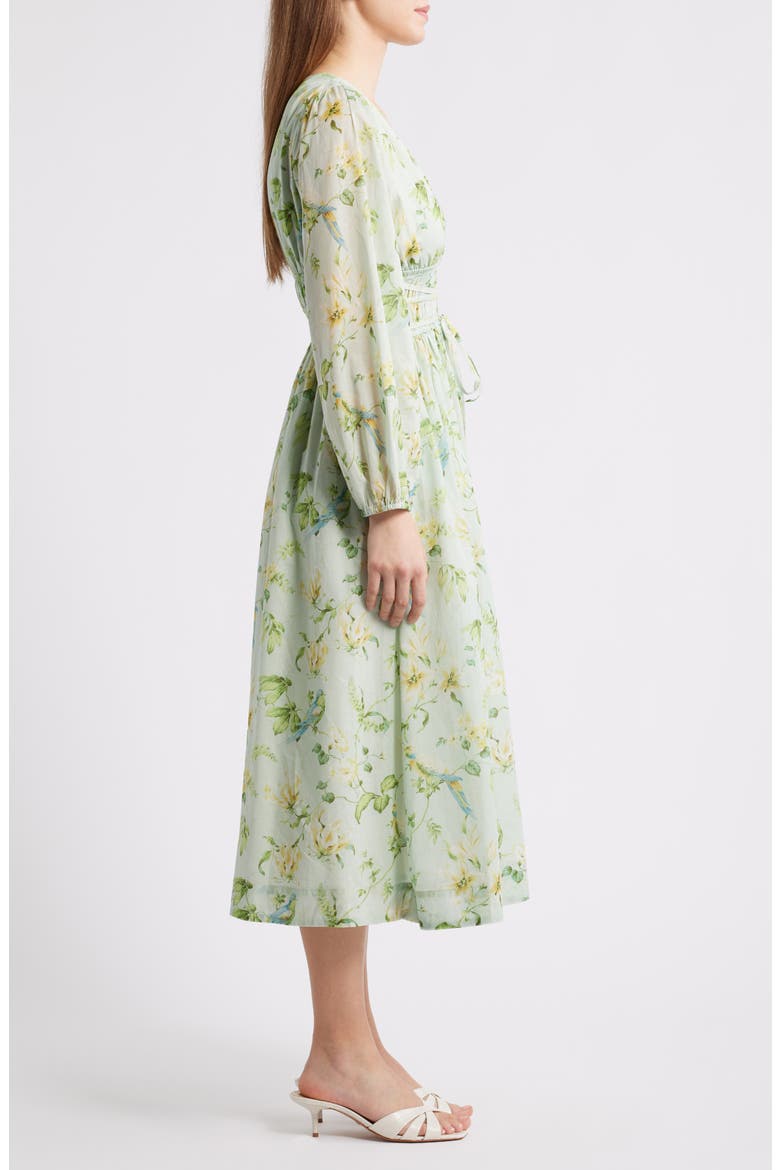 en saison puff sleeve midi dress En Saison Ophelia Lace-Up Open Back Puff Sleeve Midi Dress