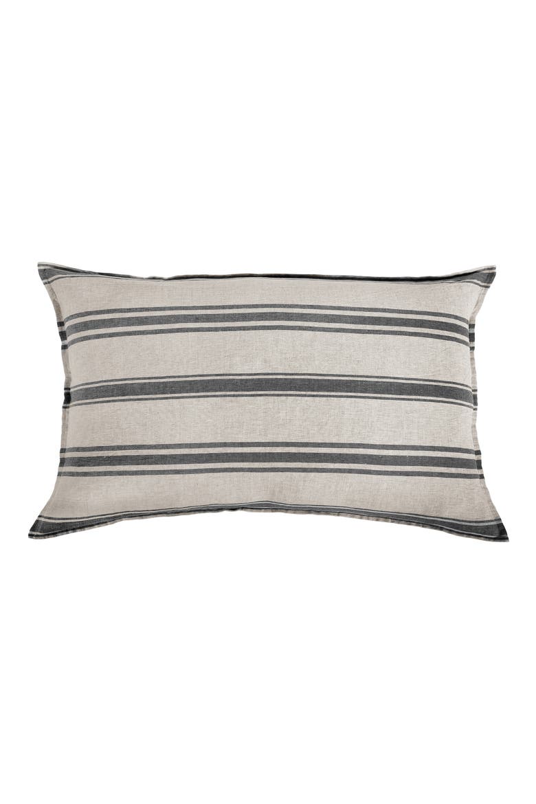 Jackson Stripe Linen Sham, Main, color, FLAX/ MIDNIGHT