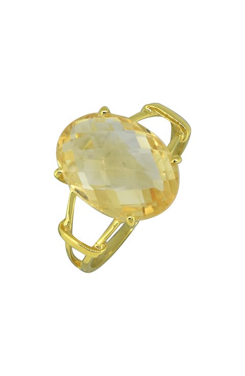 18K Gold Plate Citrine Ring