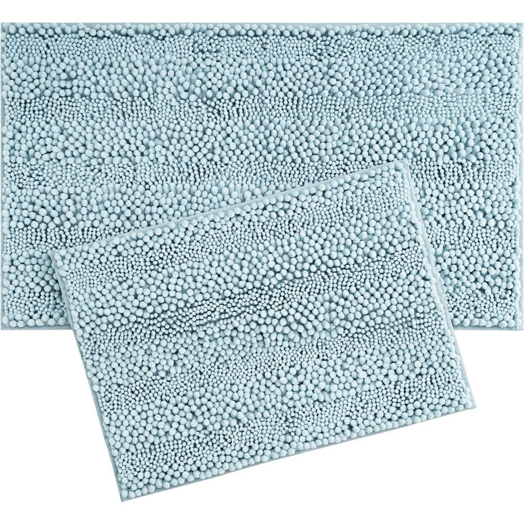 Laura Ashley Chenille Set Of 2 Bath Rugs In Aqua