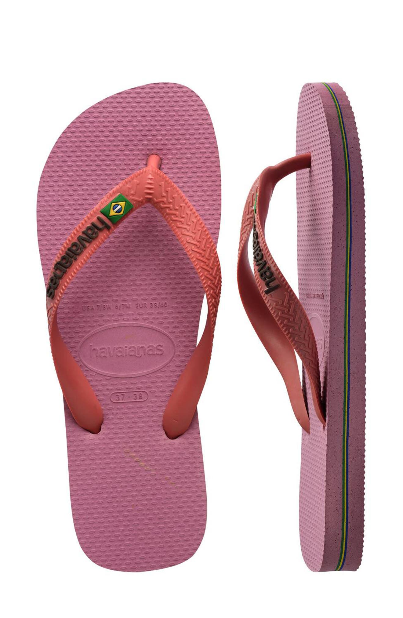 Havaianas Brazil Logo Flip Flop, Alternate, color, Rose Chiffon