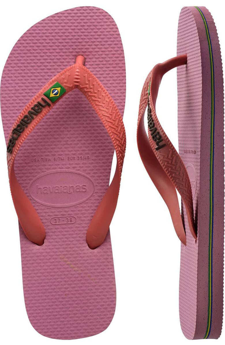 Havaianas Brazil Logo Flip Flop, Alternate, color, Rose Chiffon