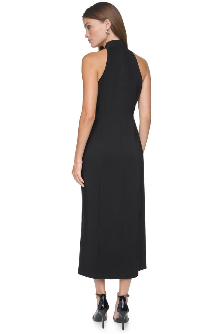 Halter Button-Front Midi Dress, Alternate, color, Black