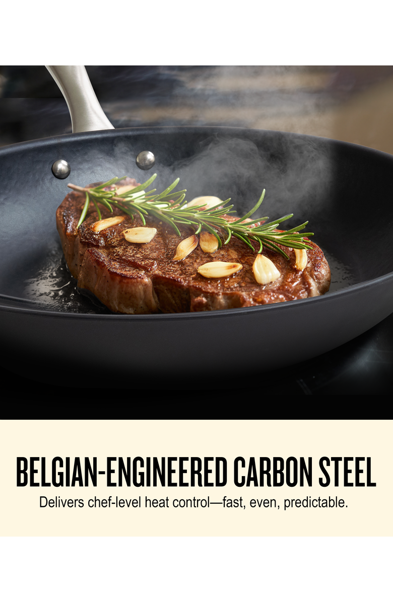 Alva Black Angus Carbon Steel Frying Pan, Alternate, color, Blue 11-Inch