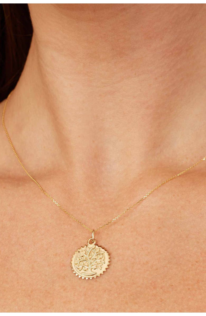 Oradina 14K Yellow Gold Tree of Life Medallion Pendant Charm, Alternate, color, 