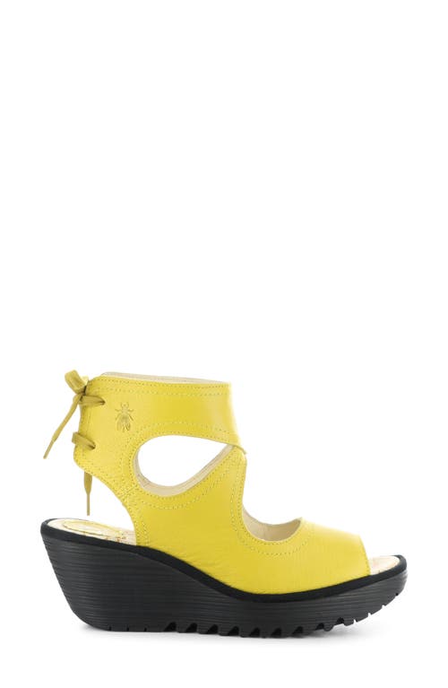Fly London Yulp Platform Wedge Sandal In Bright Yellow