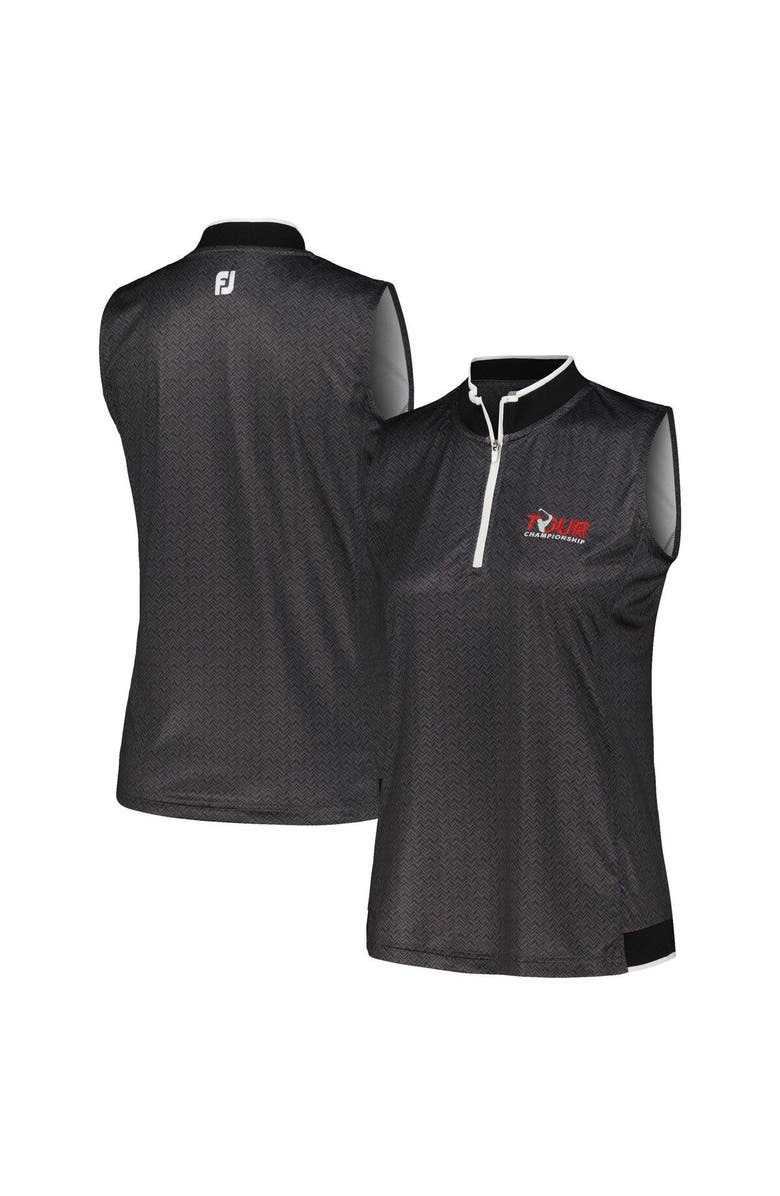 FOOTJOY Women's FootJoy Black TOUR Championship ProDry Sleeveless Quarter-Zip Polo, Main, color, Black