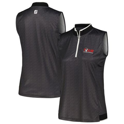 Women's FootJoy Black TOUR Championship ProDry Sleeveless Quarter-Zip Polo