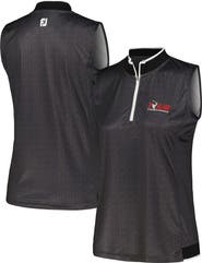 FOOTJOY Women's FootJoy Black TOUR Championship ProDry Sleeveless Quarter-Zip Polo