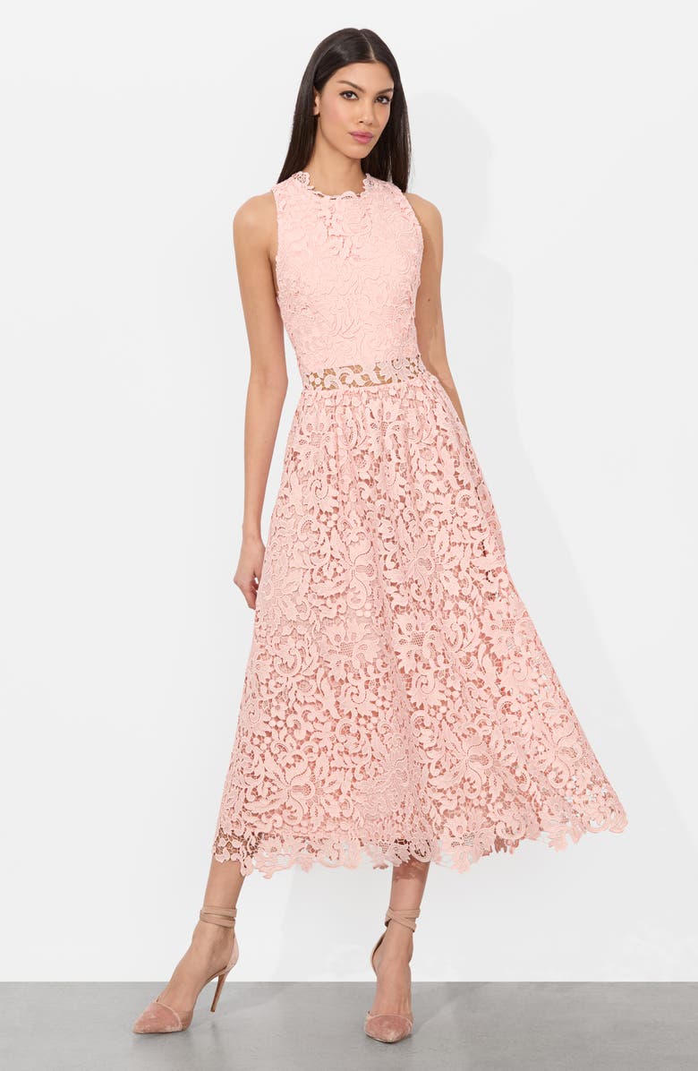 Alice + Olivia Babette Sleeveless Lace Midi Dress, Alternate, color, Pink Bloom