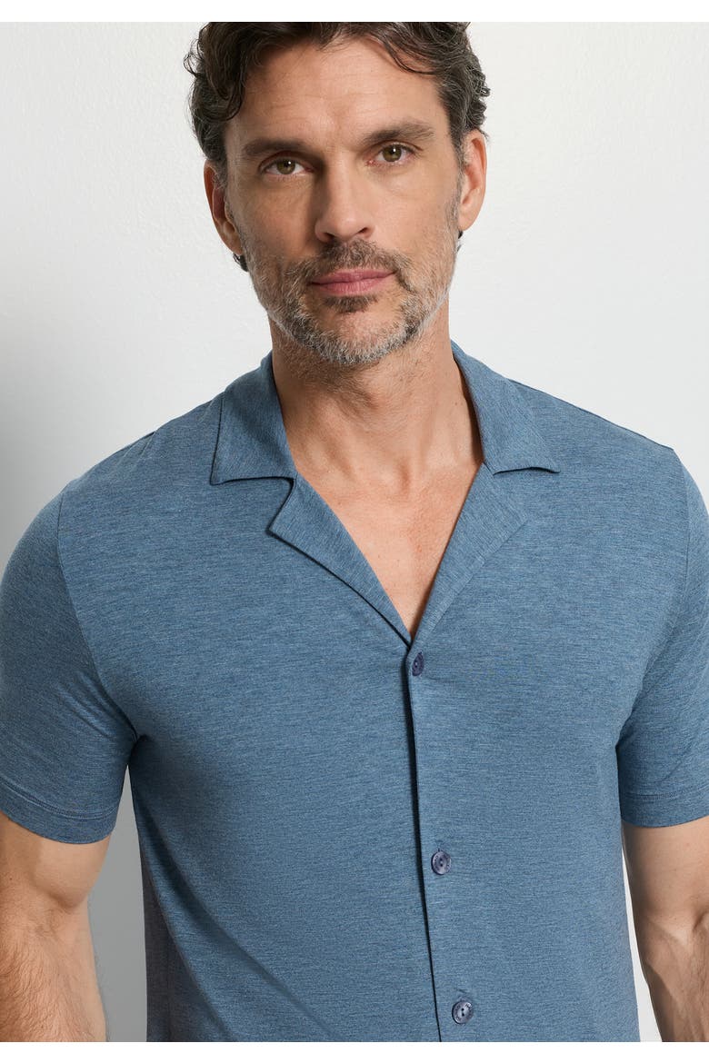 Casuals Notch Collar Button Front Shirt, Alternate, color, Retro Blue Melange