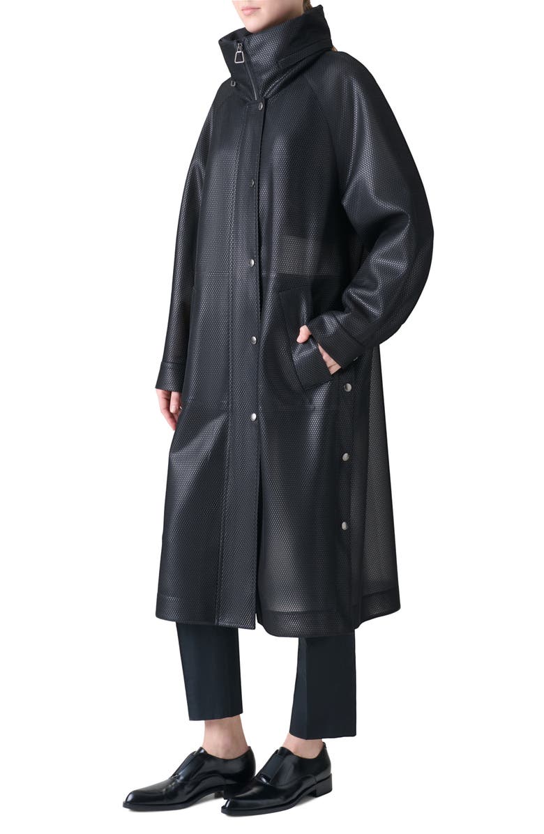 Akris Brady Honeycomb Translucent Raincoat, Alternate, color, Black