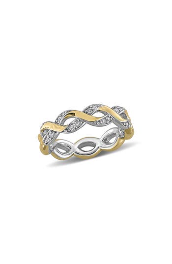 Created Forever Lab-grown Diamond Two-tone Eternity Band Ring In Silver