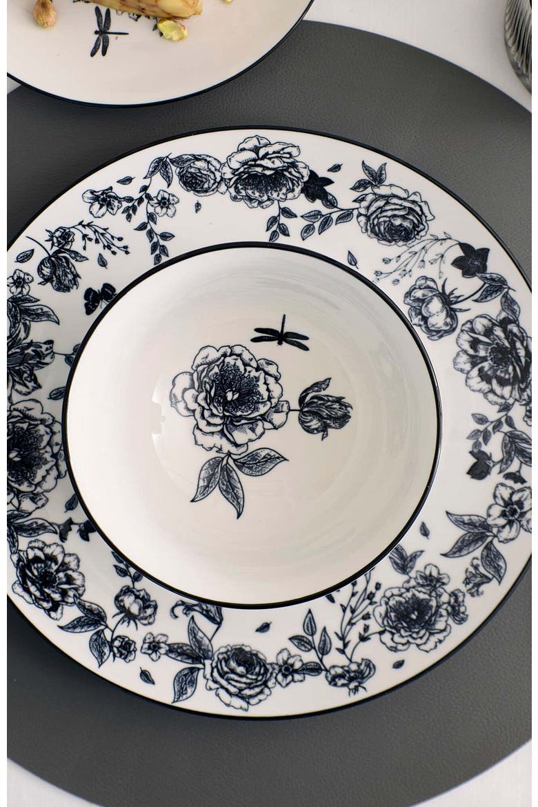 Esme Porcelain 16-Piece Dinnerware Set, Alternate, color, Black