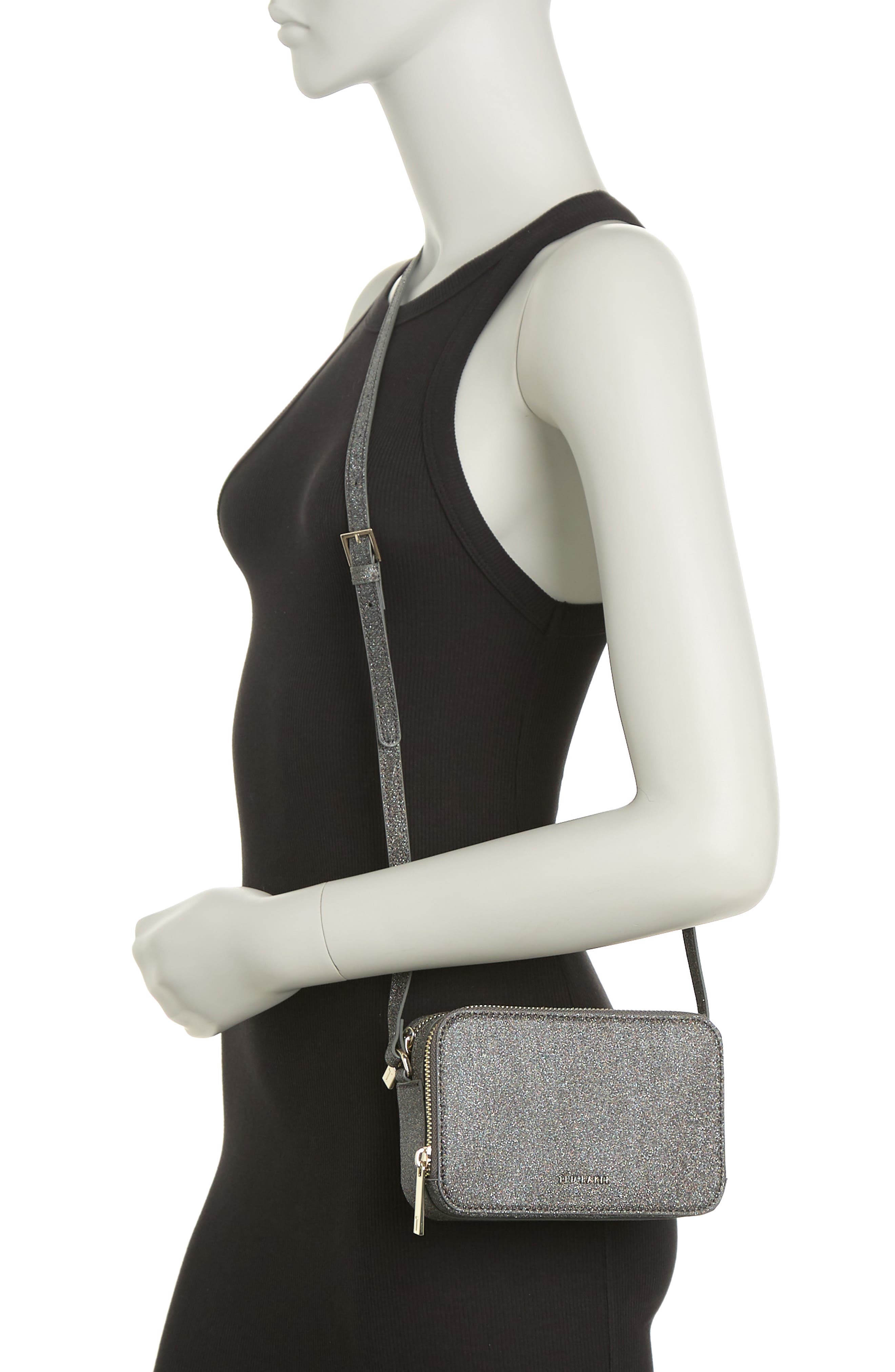 Stina Embossed Faux Leather Crossbody Bag, Alternate, color, BLACK NOIR