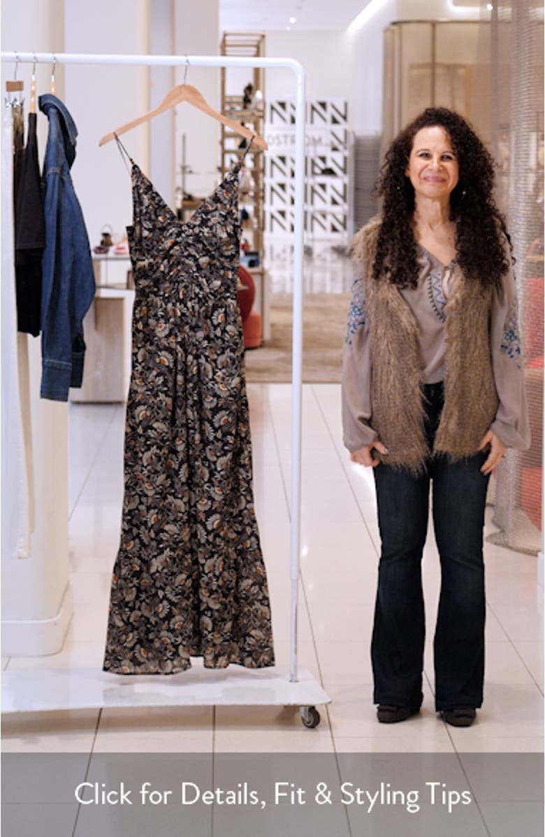 Palm Floral Print A-Line Dress, sales video thumbnail