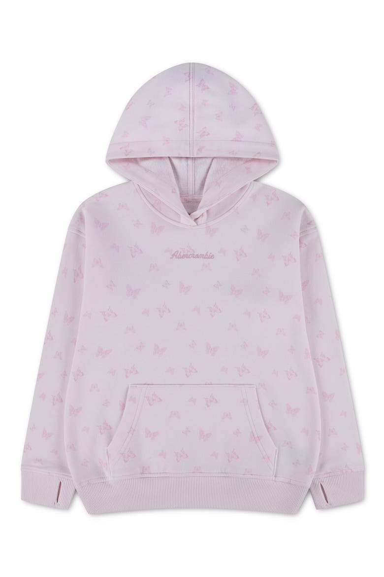 Kids' Pullover Print Hoodie, Main, color, PINK BUTTERFLY FLORAL