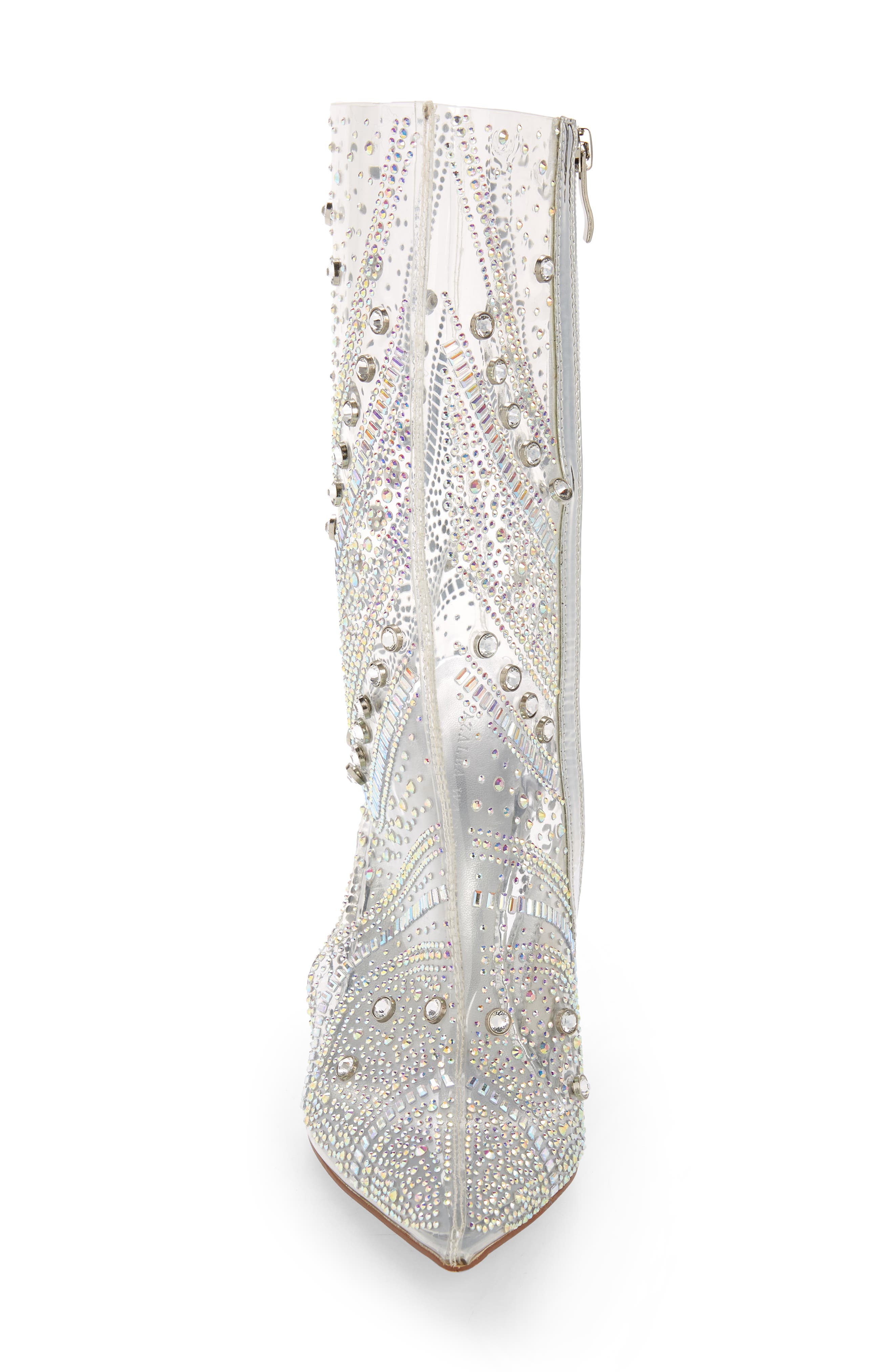 AZALEA WANG Nabila Crystal Clear Pointed Toe Boot, Alternate, color, 