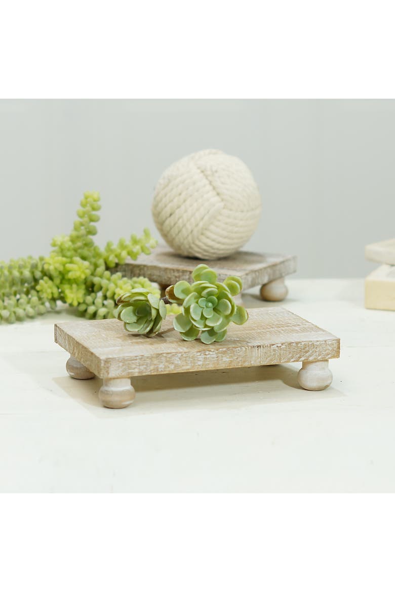 Wood 8 Inch White Aged Riser, Rustic Farmhouse Decorative Display Stand, Alternate, color, White