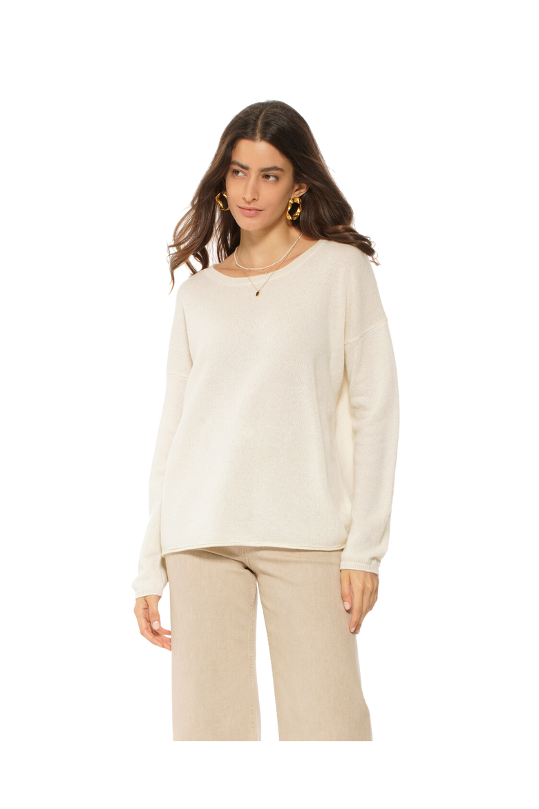 Pure Cashmere Lounge Sweater, Main, color, Milk White