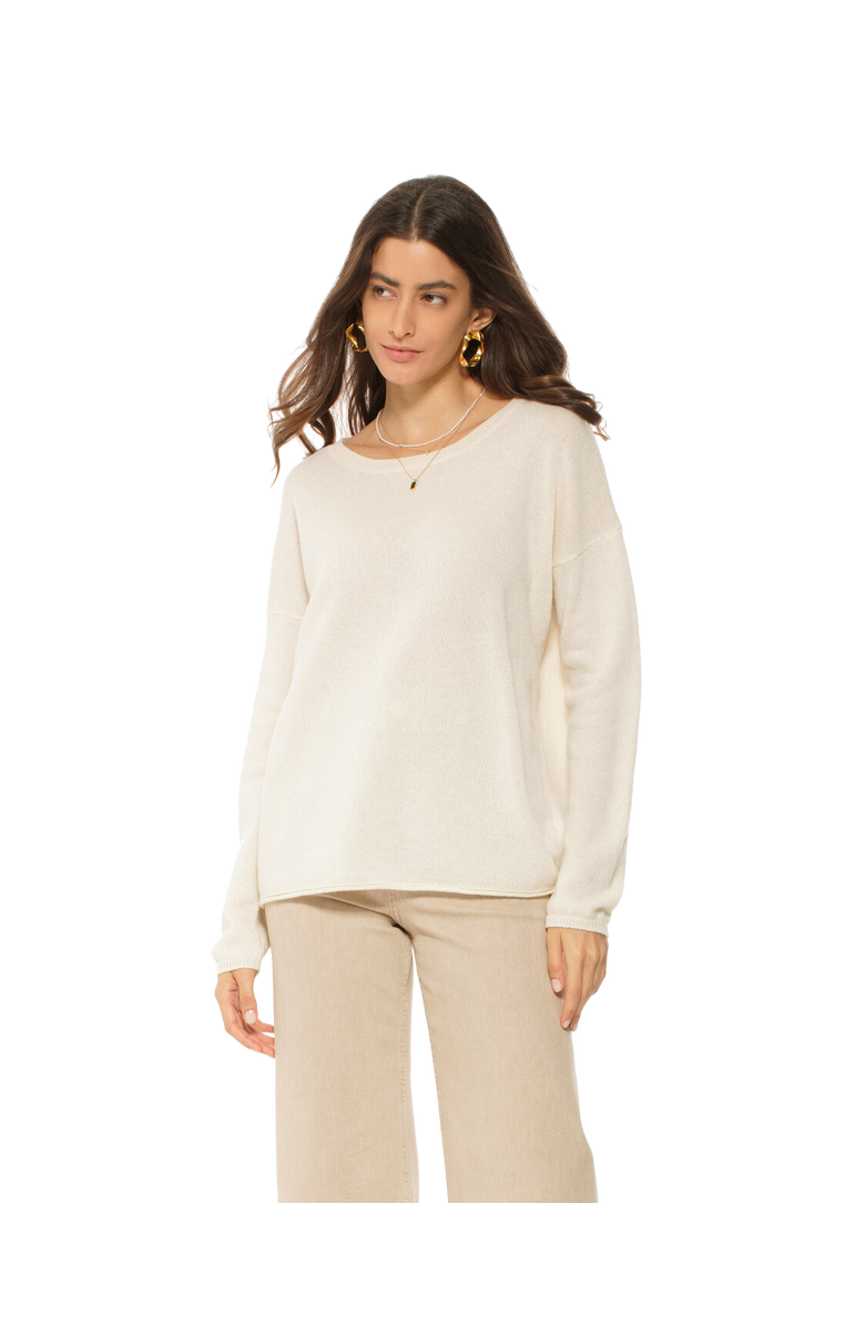 Monticelli Cashmere Pure Cashmere Lounge Sweater, Main, color, Milk White
