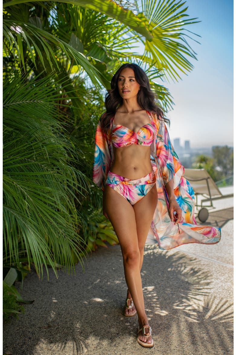 Feathered Impression Moderate Coverage Swim Bottoms, Alternate, color, MULTI
