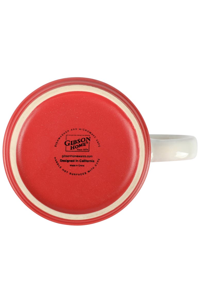 Morning Mist 4 Piece 18 Ounce Stoneware Mug Set, Alternate, color, Red
