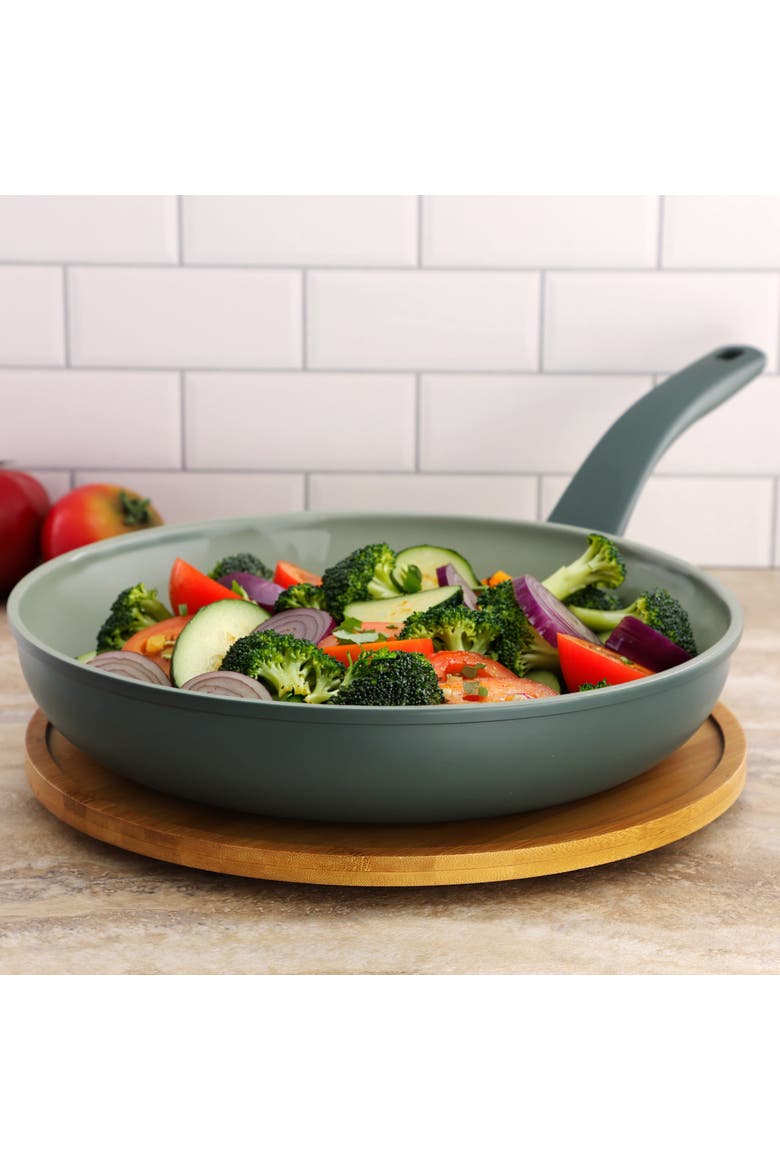 12 Inch Ceramic Nonstick Frying Pan in Evergreen, Alternate, color, Green