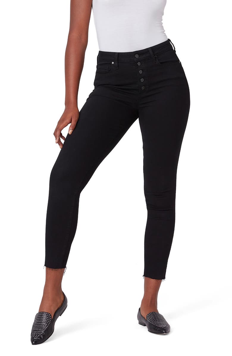 PAIGE Flaunt Bombshell Skinny Ankle Jeans, Main, color, Black Shadow