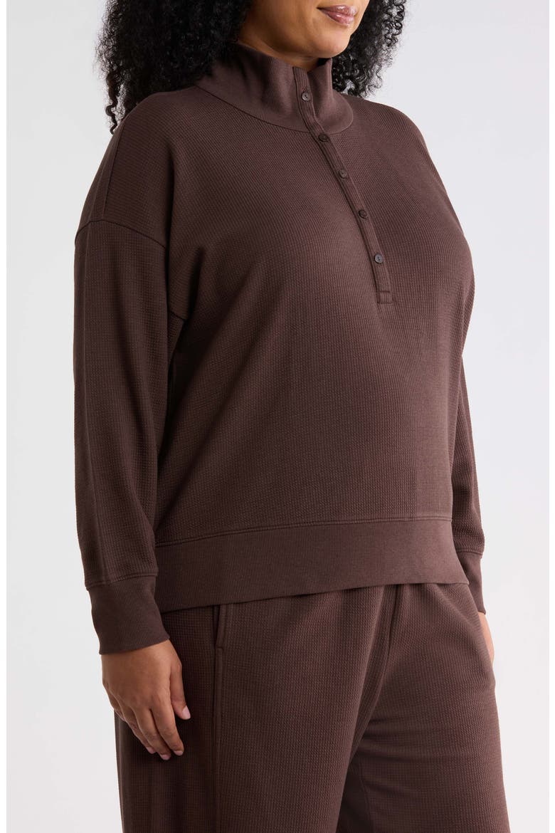 High Collar Henley Top, Alternate, color, COFFEE