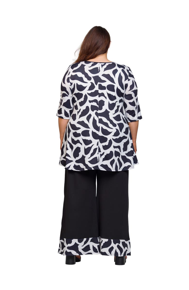 24seven Comfort Apparel Print Two Piece Pant Set, Alternate, color, Black