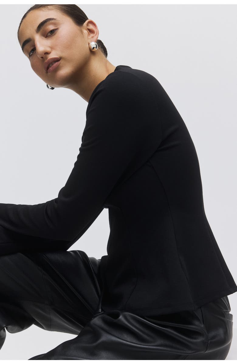 H&M Jersey Peplum Top, Alternate, color, Black