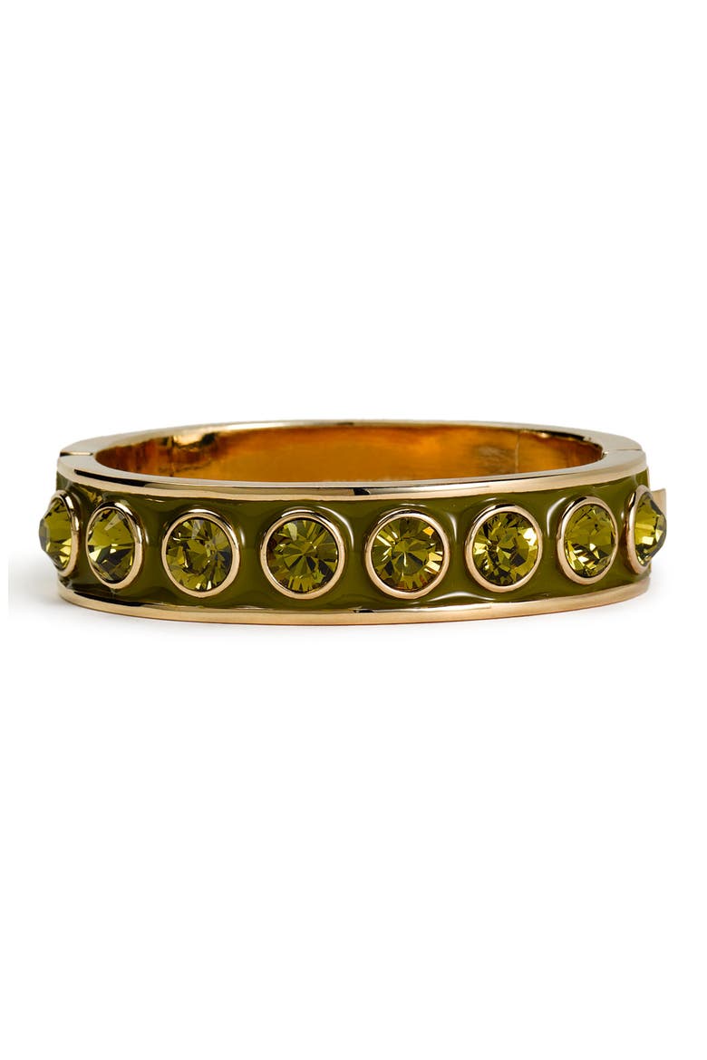 Medium Hinged Enamel Bangle, Main, color, GOLD/ GREEN/ OLIVINE