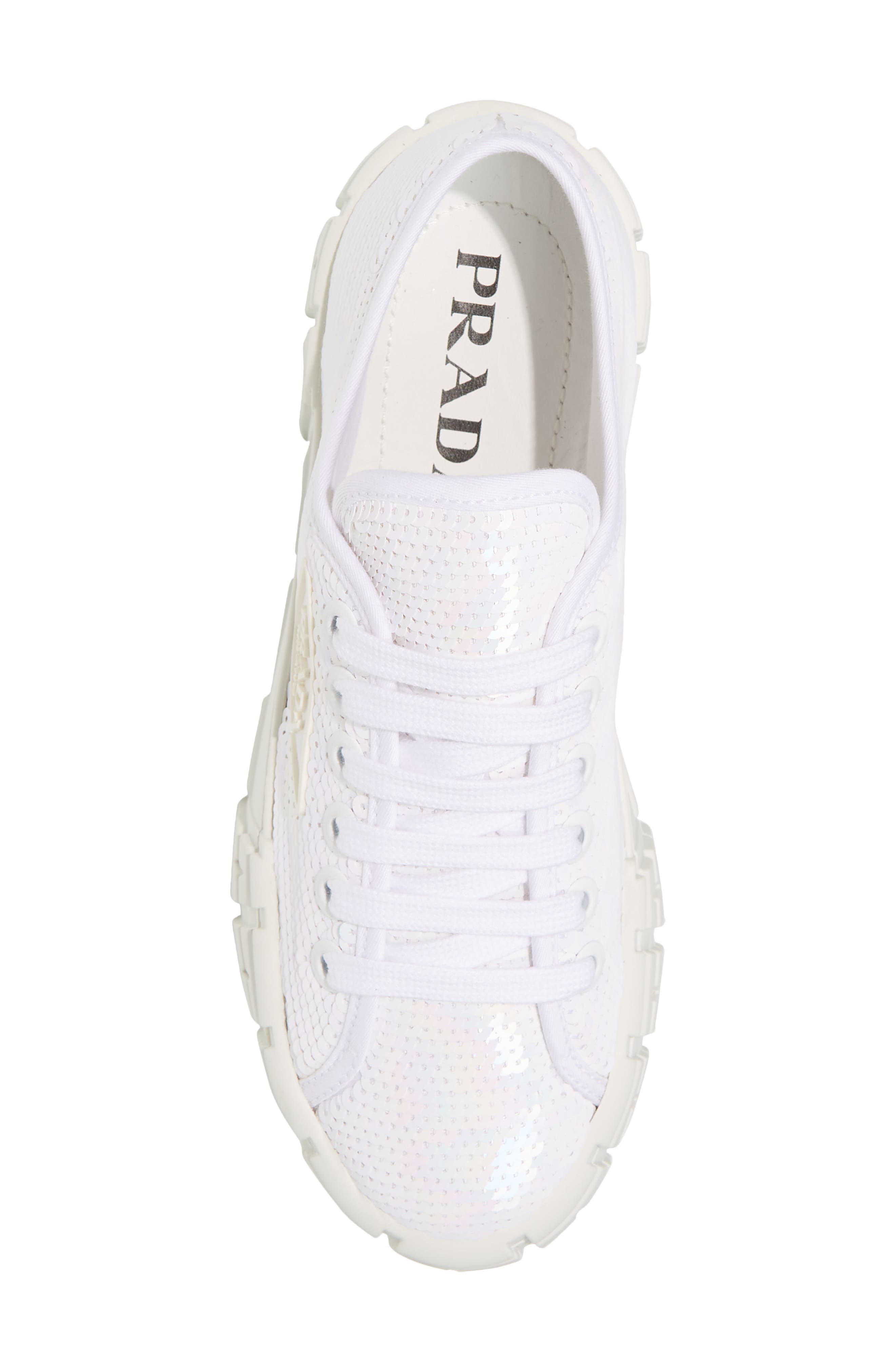Prada Double Wheel Sequin Platform Sneaker, Alternate, color, 