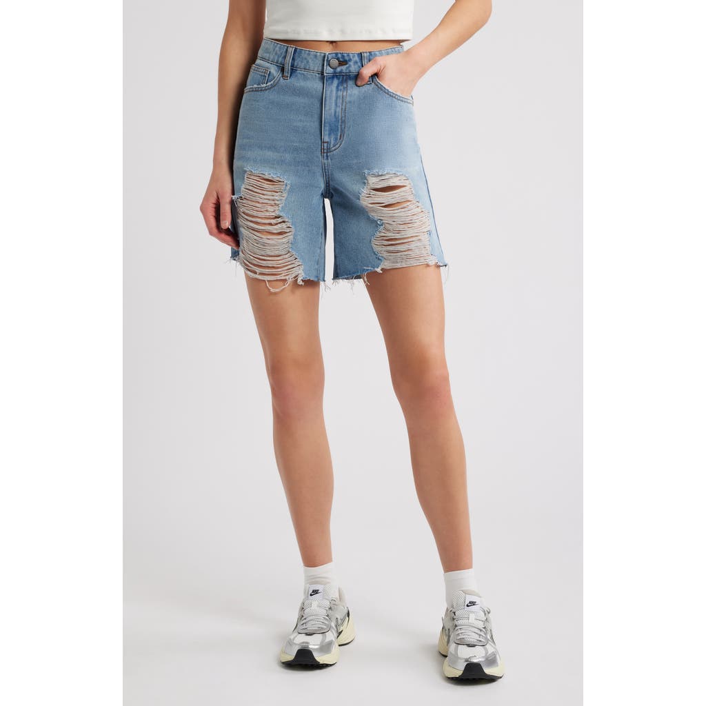 PTCL PTCL NEVE RIPPED HIGH WAIST LONG BAGGY DENIM SHORTS