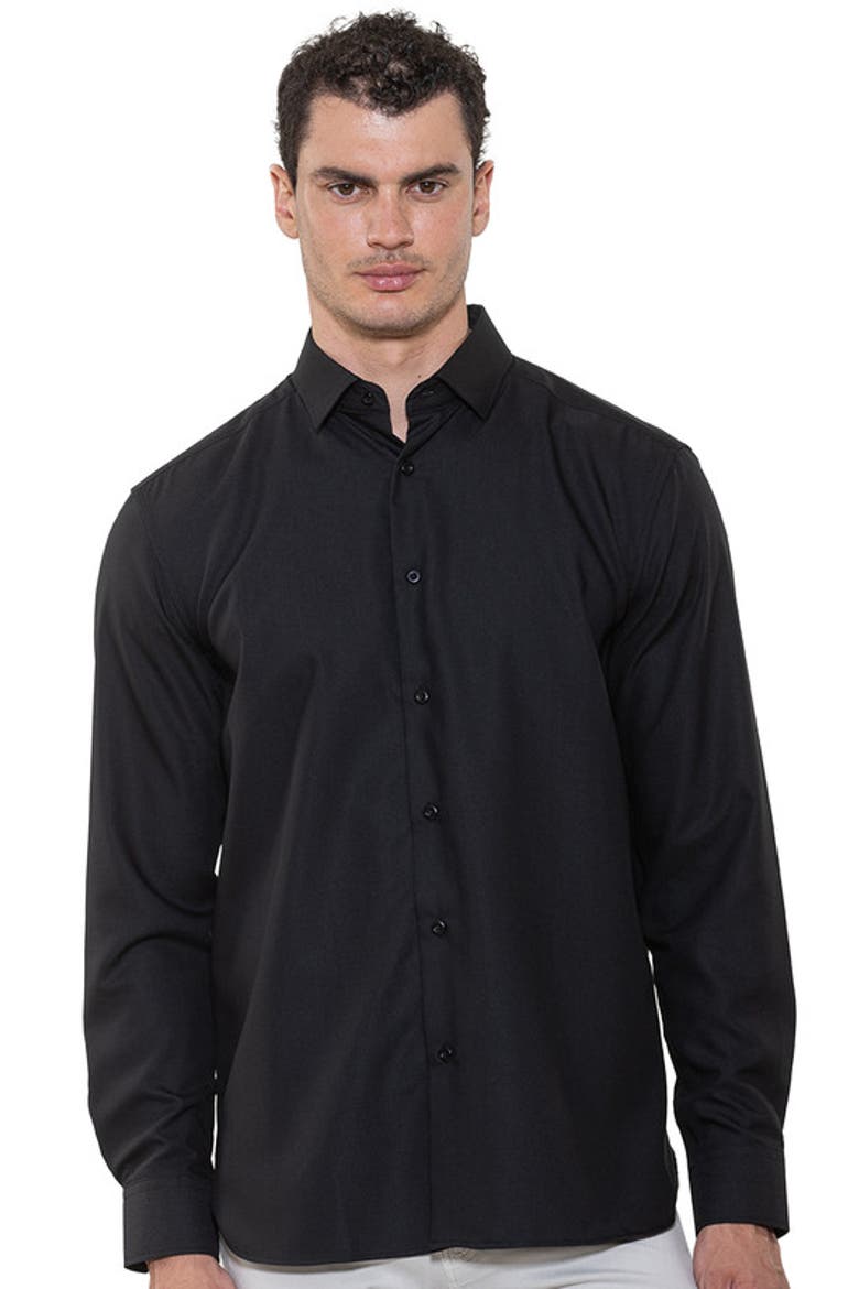 Micro Melange Knit Shirt, Main, color, Black