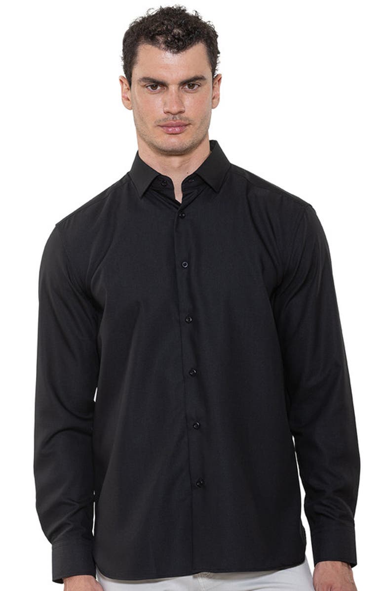 Luchiano Visconti Micro Melange Knit Shirt, Main, color, Black