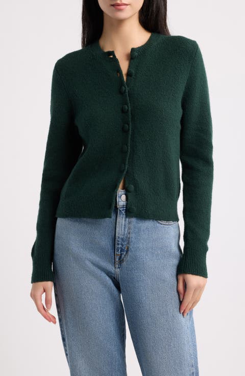 Shrunken Cotton Blend Cardigan