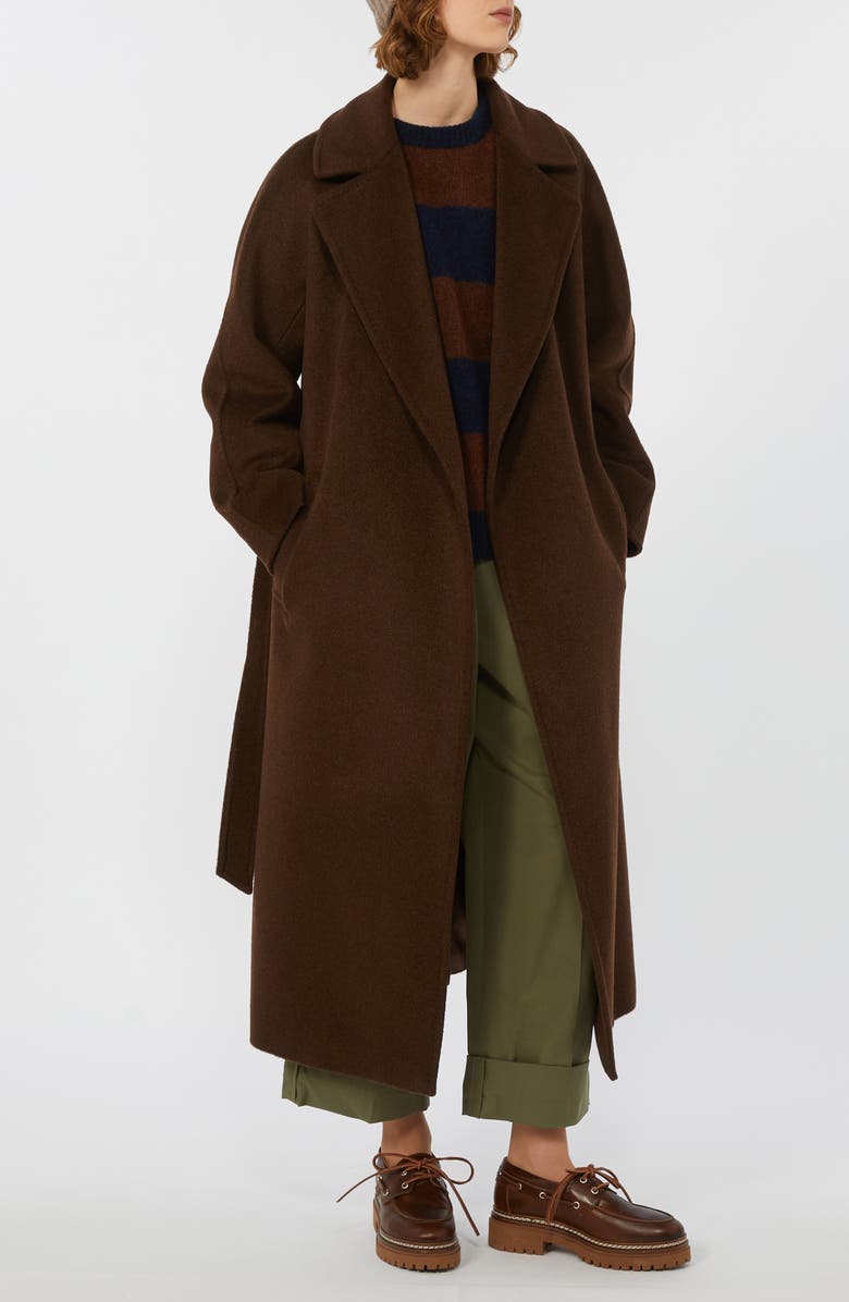 Weekend Max Mara Corte Virgin Wool Coat, Alternate, color, Black