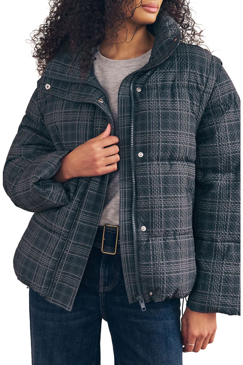Check Puffer Jacket, Main, color, BLUE
