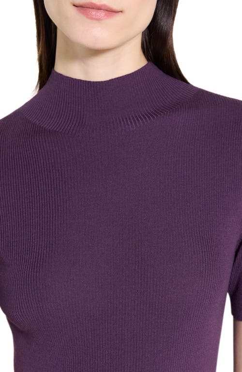 Theory Leenda Regal Merino Wool Short-sleeve Mock-neck Top In Purple