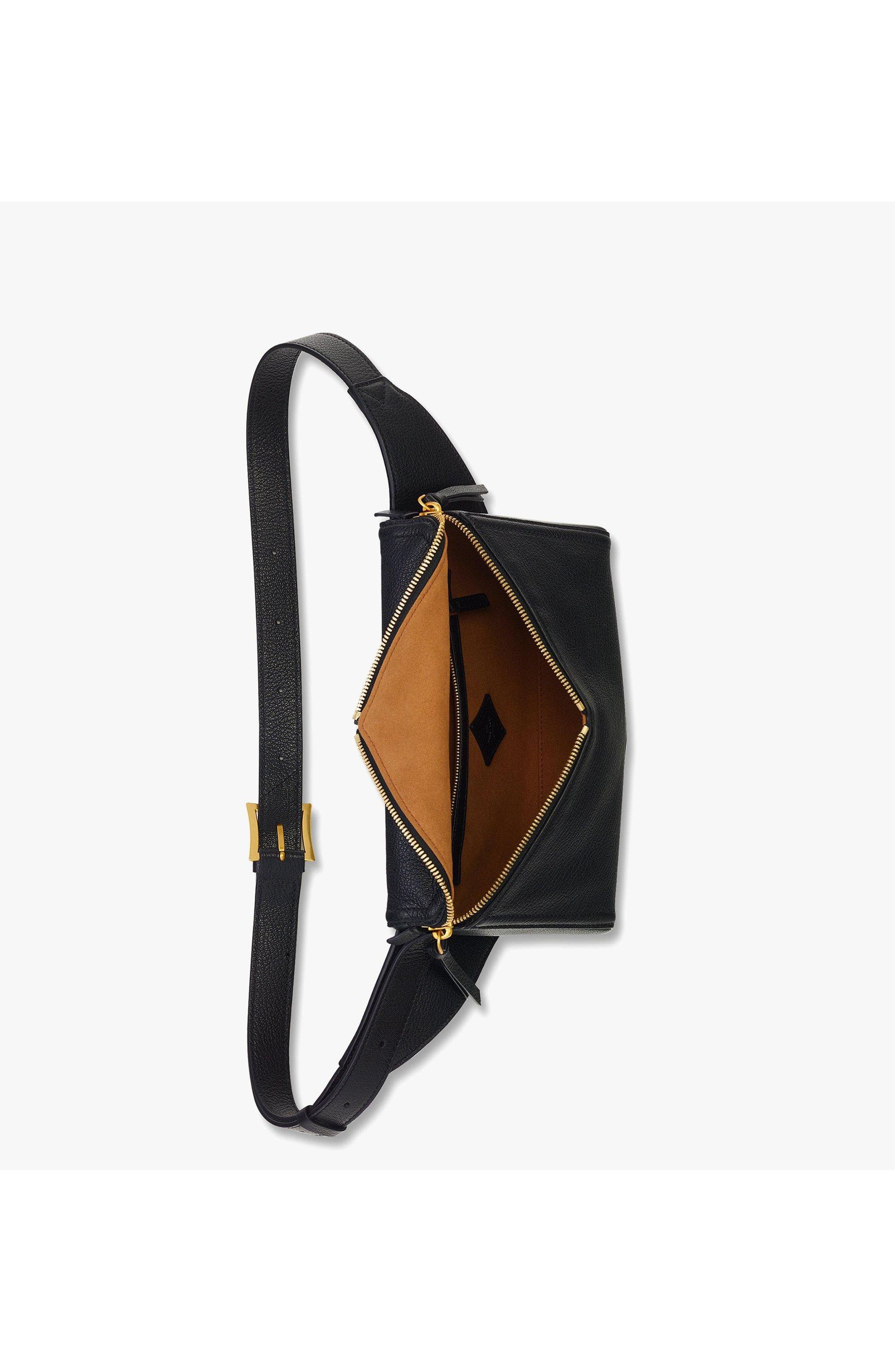 MCM Diamant 3D Belt Bag in Goatskin Leather, Alternate, color, Black