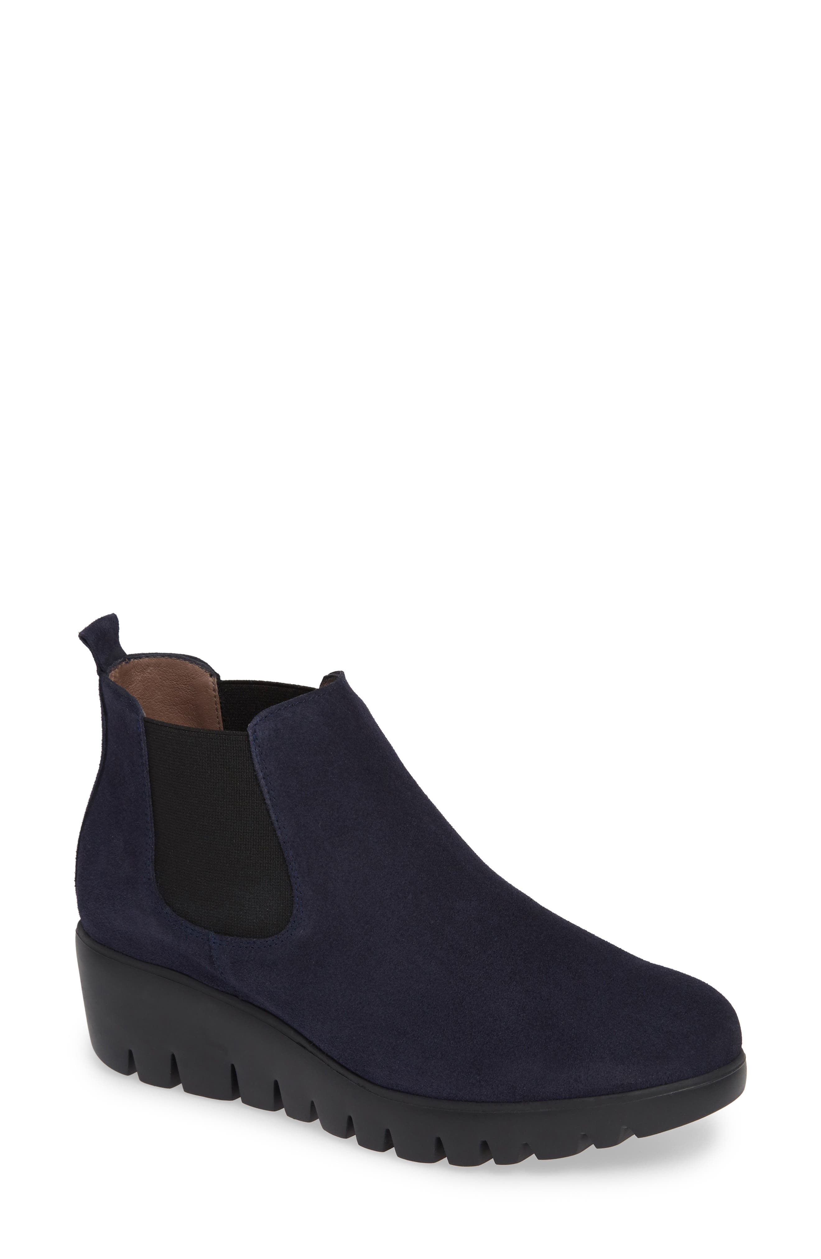 Wonders Slip-On Chelsea Boot, Main, color, Navy Suede