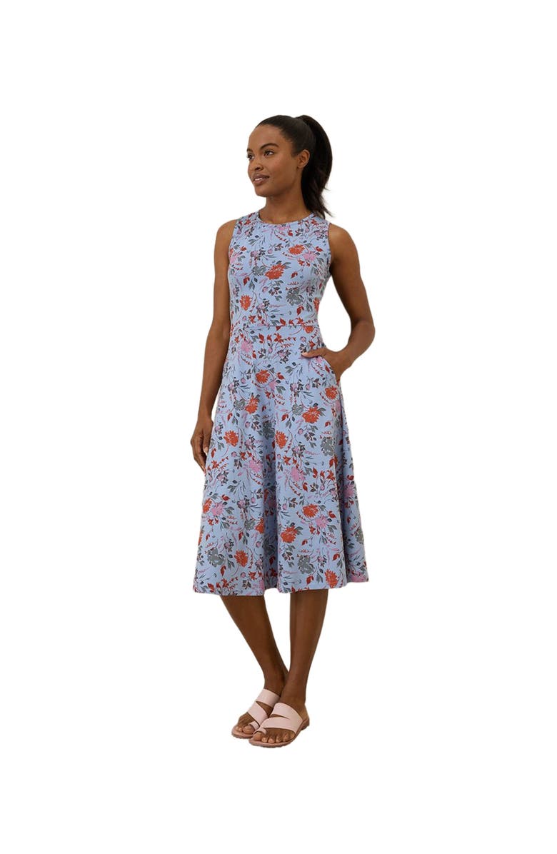 Pact Organic Cotton Fit & Flare Keyhole Back Dress, Alternate, color, Cornflower Blue